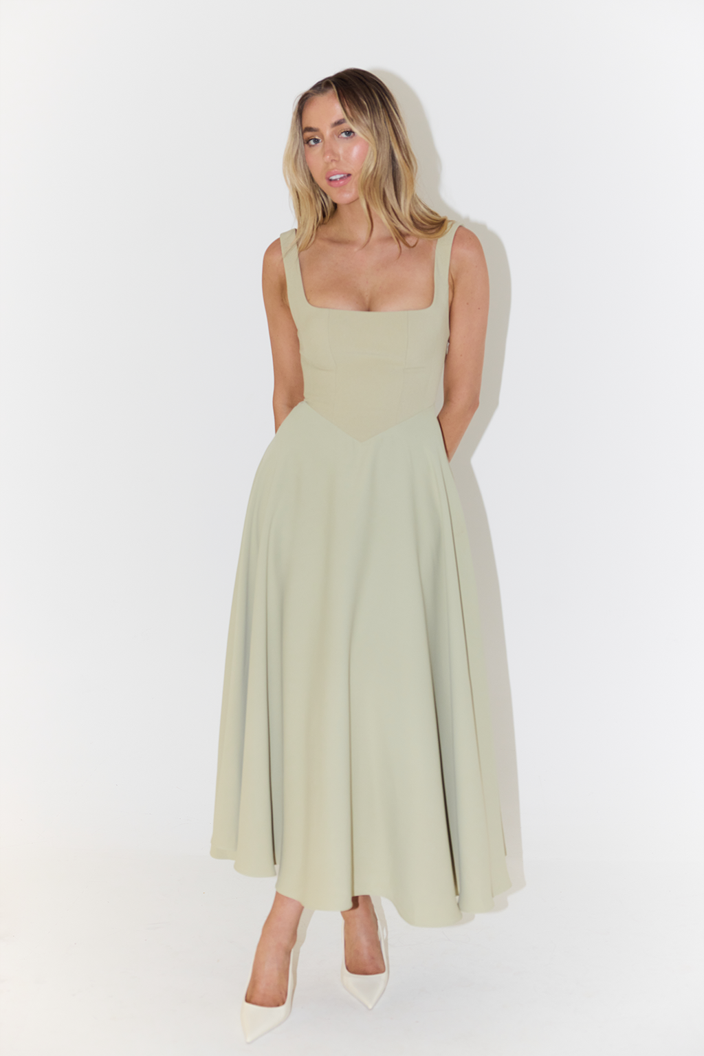 Women's Midi Dress – Square Neck Christmas Party
