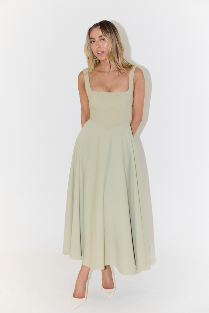 Women's Midi Dress – Square Neck Christmas Party