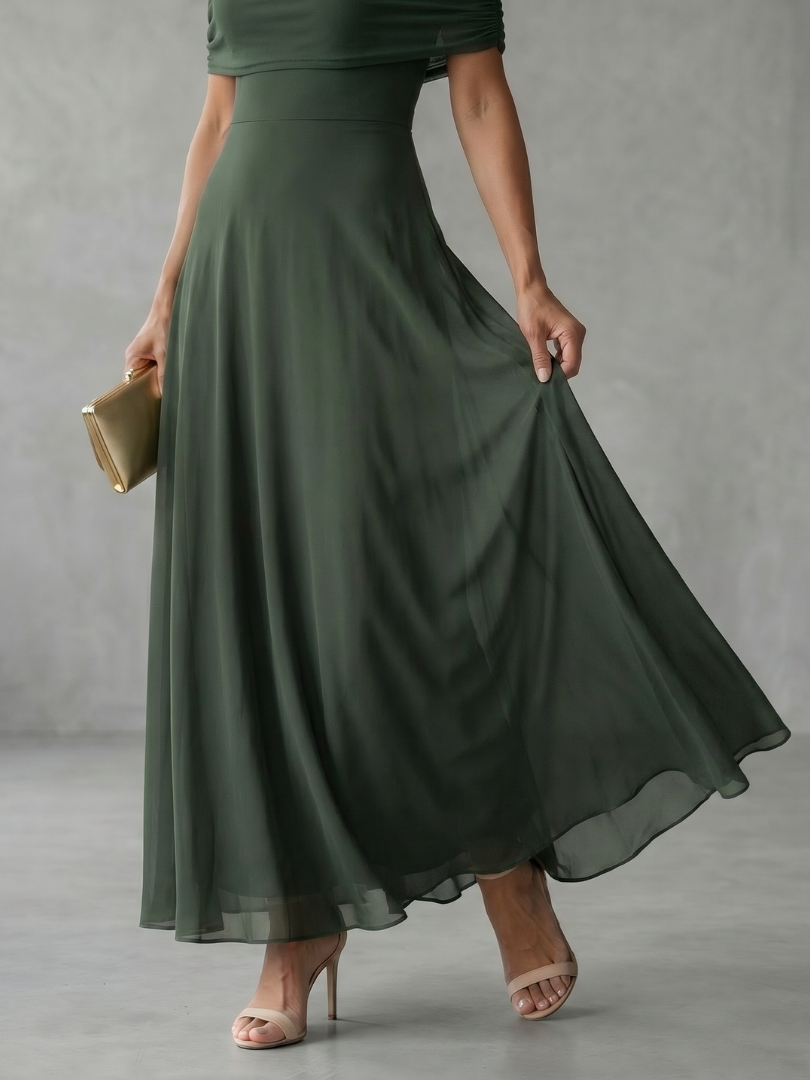 Women's Maxi Dress – Off-Shoulder Fitted