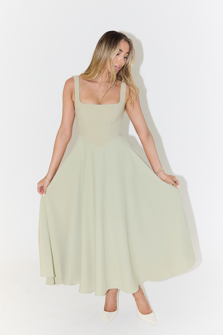 Women's Midi Dress – Square Neck Christmas Party