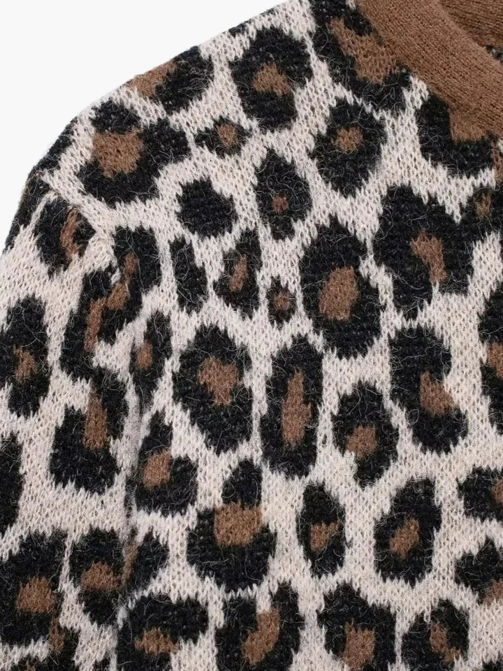 Women's Cardigan – Leopard Print Knit Button Front