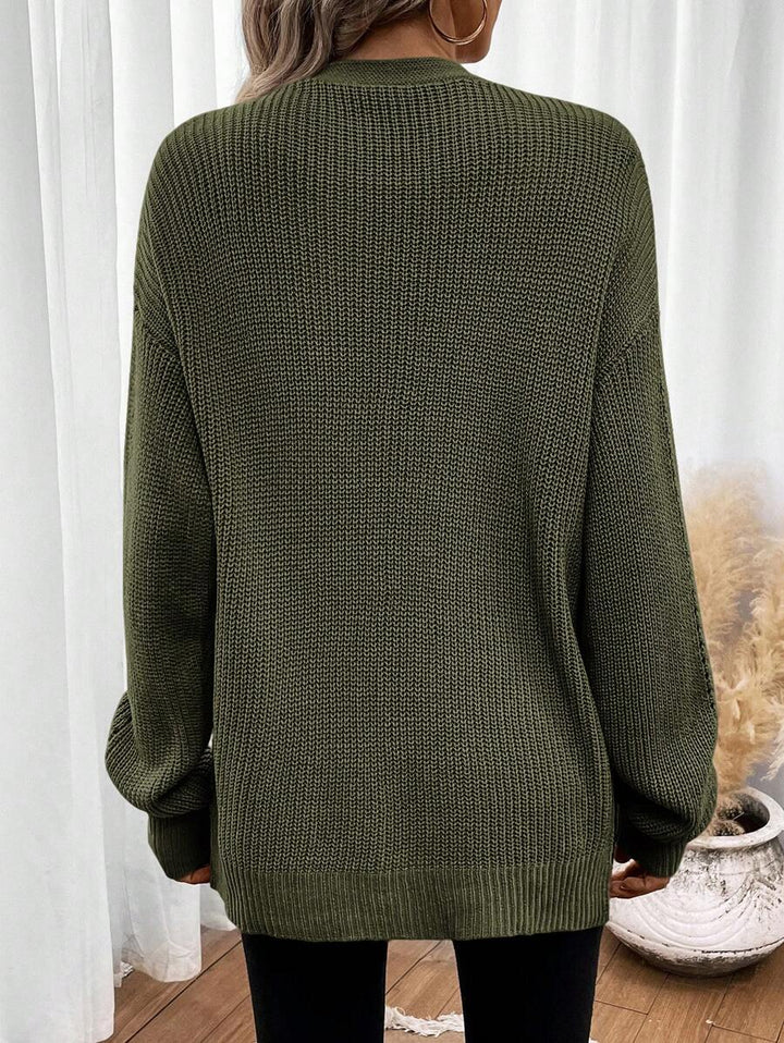 Women's Cardigan – Drop Shoulder Pointelle Knit