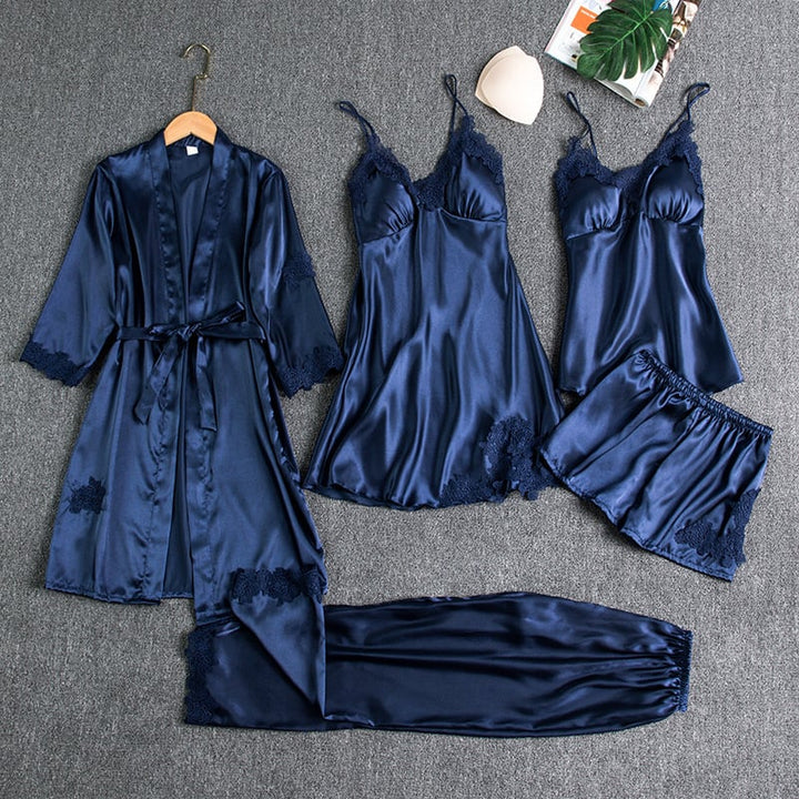 Women's Nightwear Set – 5-Piece Satin Lace
