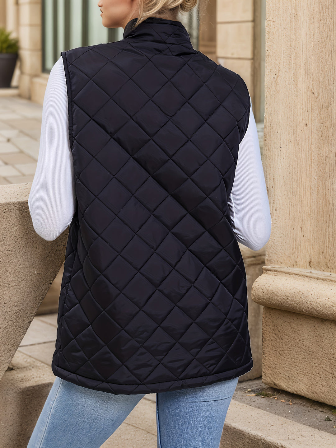 Women's Puffer Gilet – Longline Quilted Zip-Up