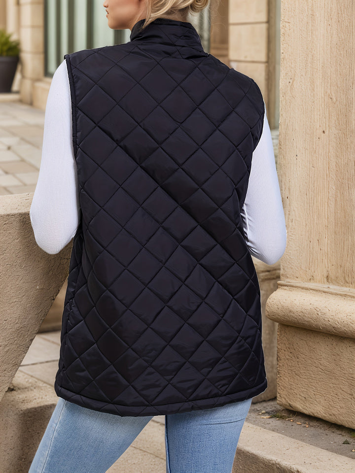 Women's Puffer Gilet – Longline Quilted Zip-Up
