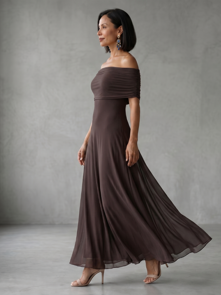 Women's Maxi Dress – Off-Shoulder Fitted