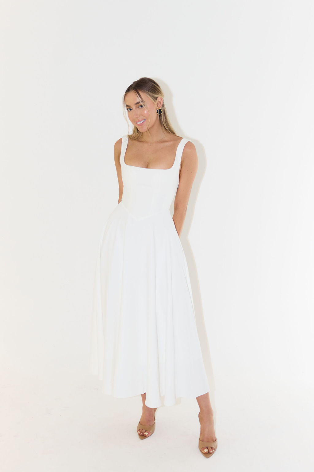 Women's Midi Dress – Square Neck Christmas Party