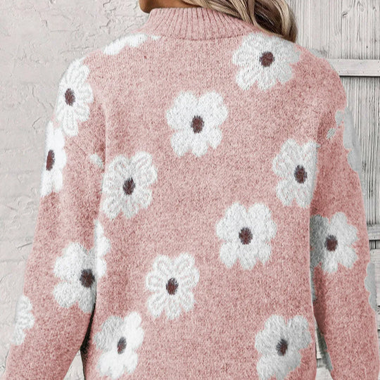 Women's Jumper – Daisy Floral Collared Half-Zip Knit