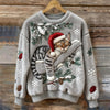 Women's Jumper – Festive Cat Print Crew Neck Christmas