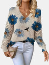 Women's Jumper – Floral Knit V-Neck