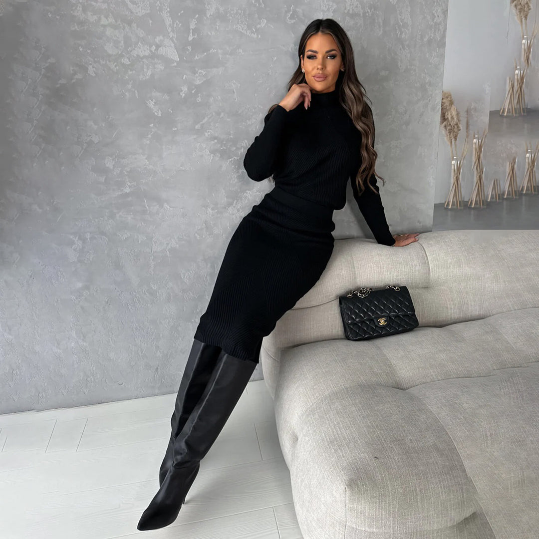 Women's Two-Piece Set – Knit Jumper & Skirt Two-Piece Set