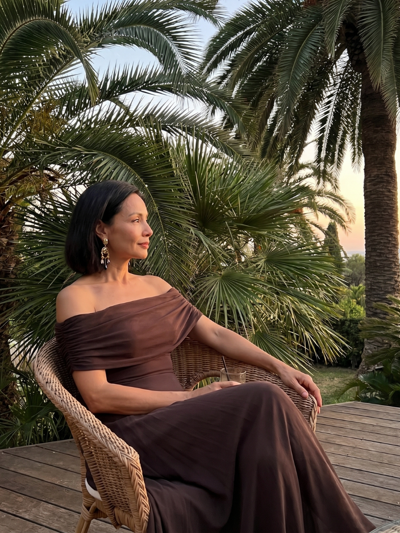 Women's Maxi Dress – Off-Shoulder Fitted
