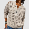 Women's Cardigan – Relaxed Fit Crochet Knit Zip