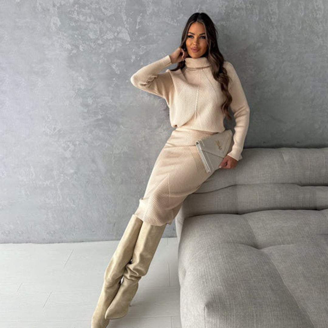 Women's Two-Piece Set – Knit Jumper & Skirt Two-Piece Set
