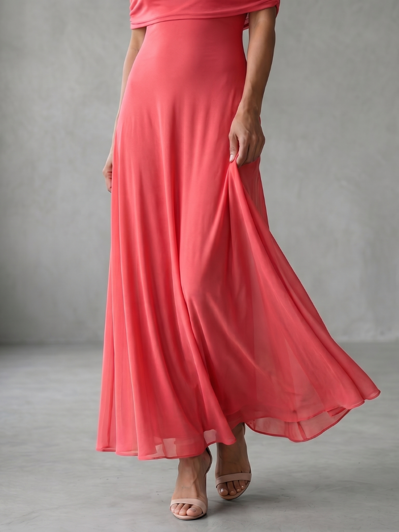 Women's Maxi Dress – Off-Shoulder Fitted