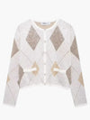 Women's Cardigan – Cropped Argyle Knit
