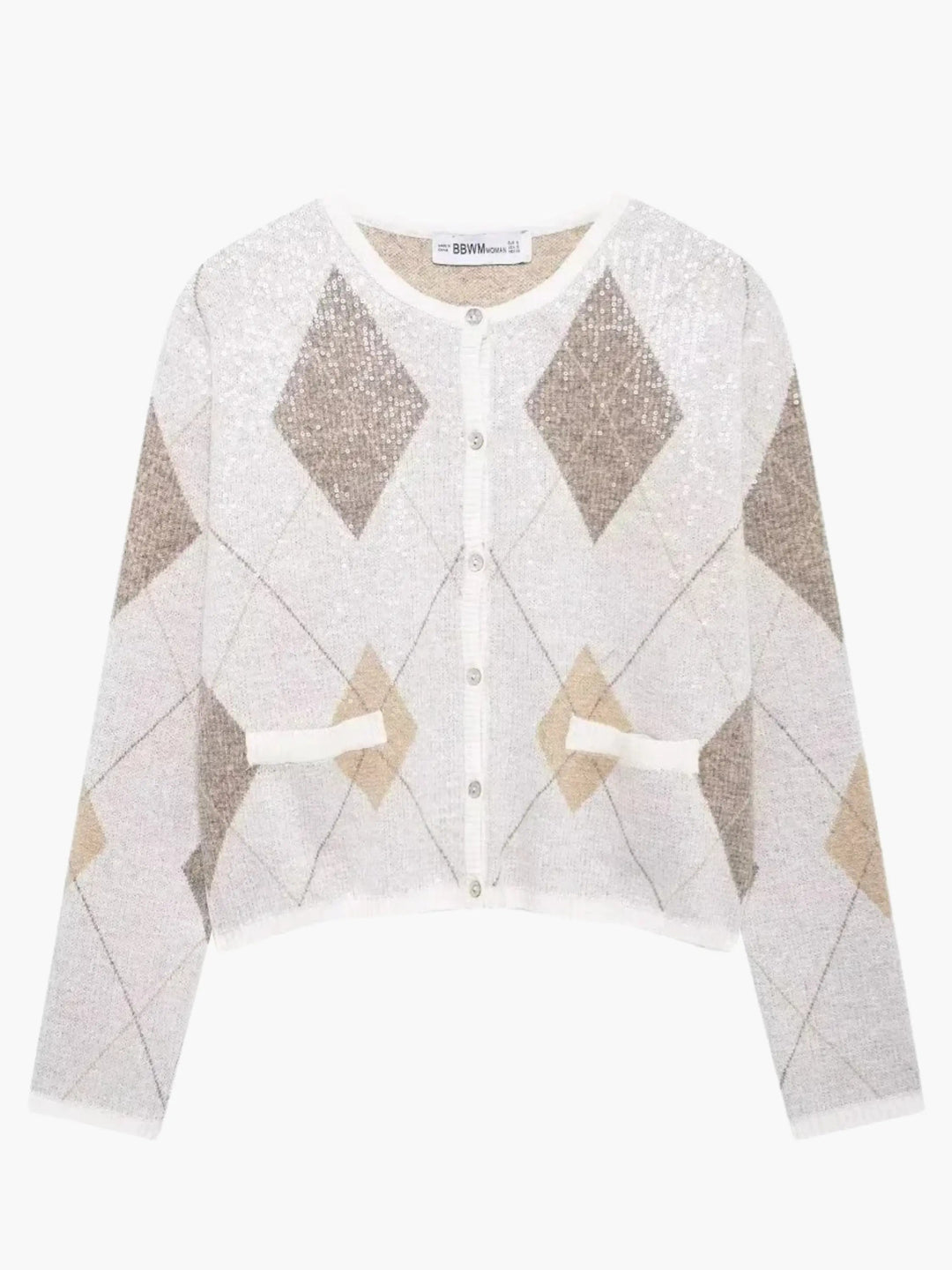Women's Cardigan – Cropped Argyle Knit