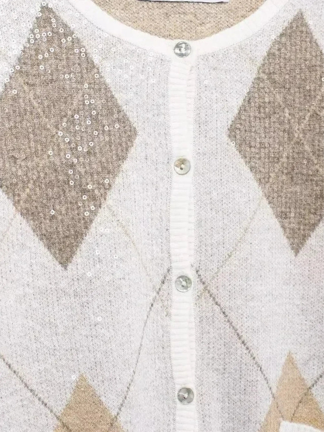 Women's Cardigan – Cropped Argyle Knit