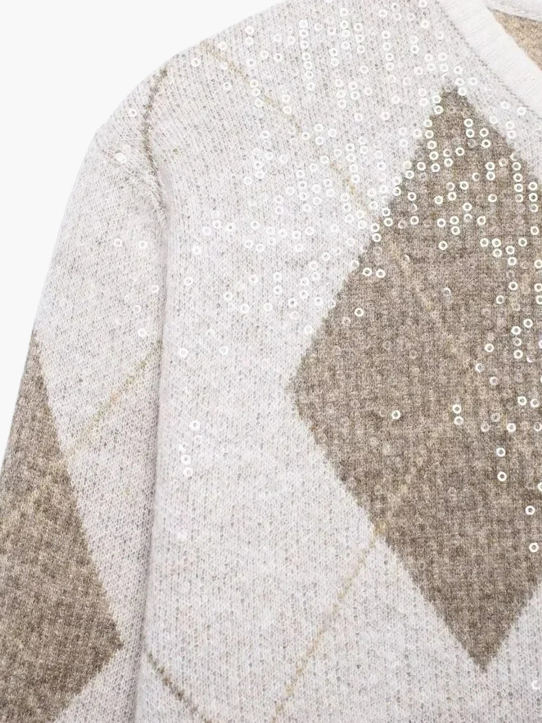 Women's Cardigan – Cropped Argyle Knit