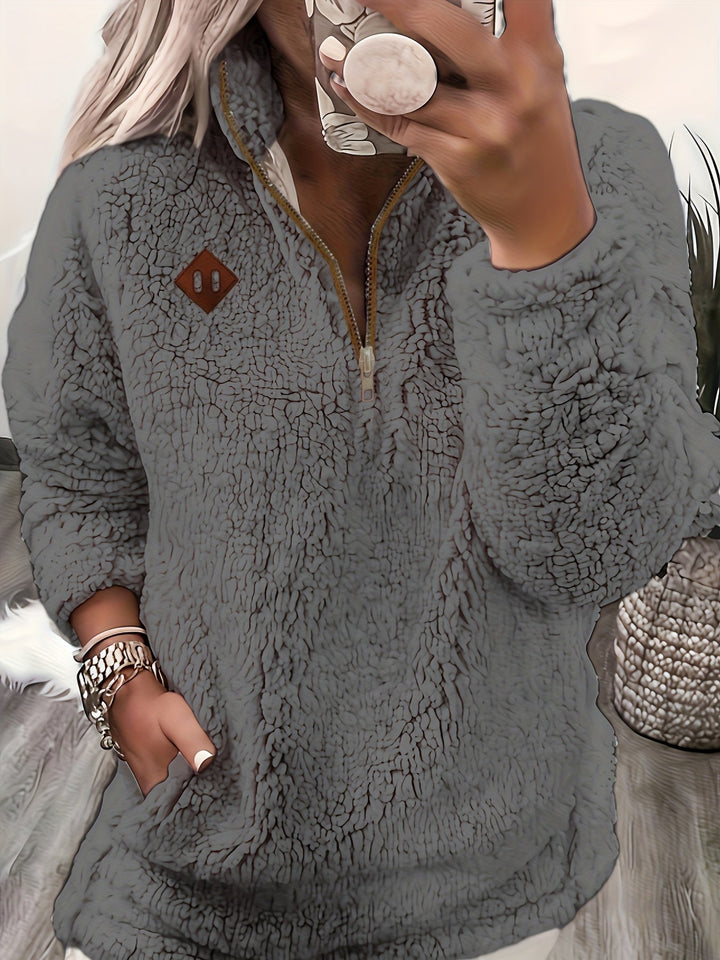 Women's Jumper – Relaxed Half-Zip Textured