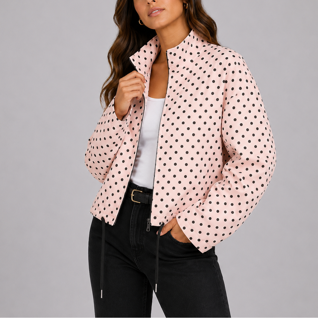 Women's Jacket – Lightweight Polka Dot Bomber