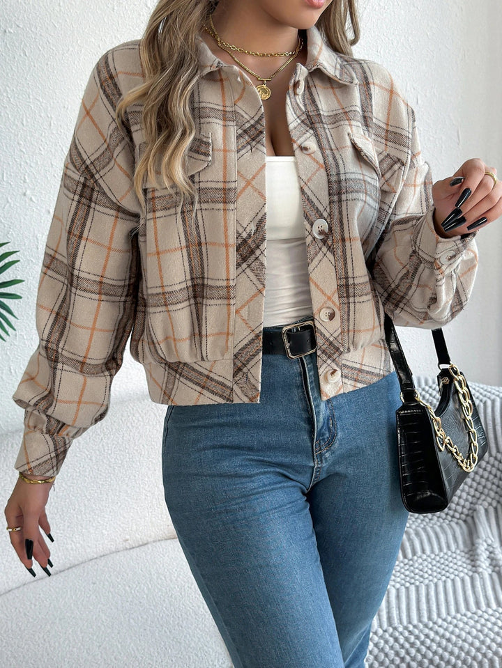 Women's Shacket – Cropped Check Relaxed-Fit