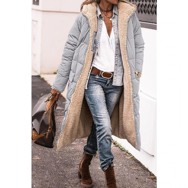 Women's Coat – Long Hooded Down Puffer Winter
