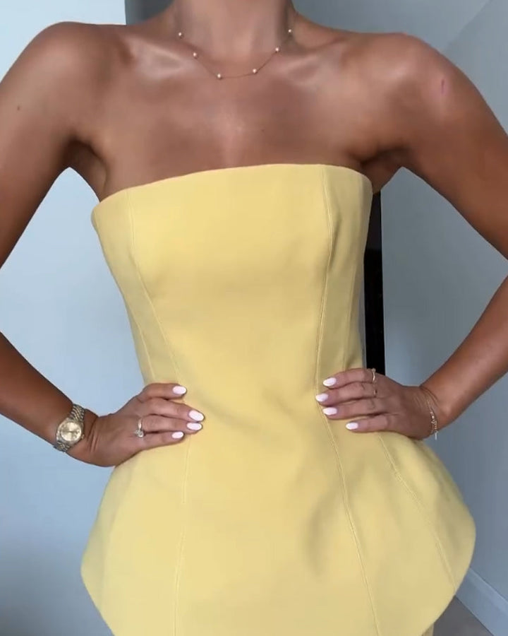 Women's Maxi Dress – Strapless Peplum