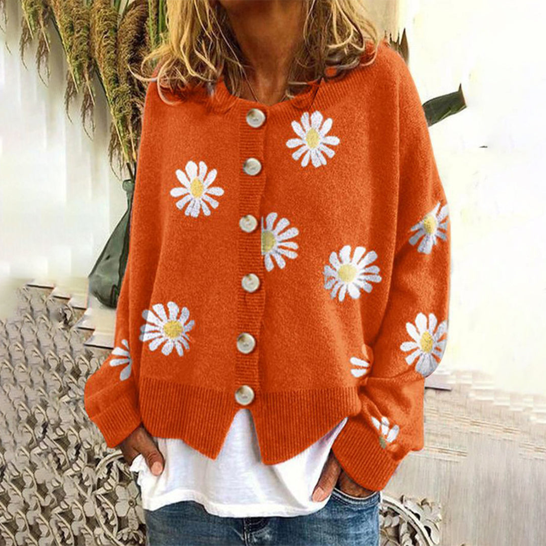 Women's Knitted Vest – Floral Wool-Blend