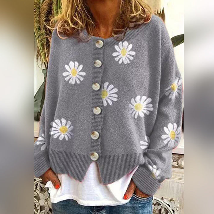 Women's Knitted Vest – Floral Wool-Blend