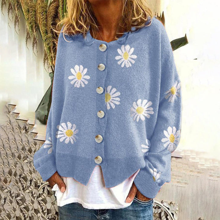 Women's Knitted Vest – Floral Wool-Blend