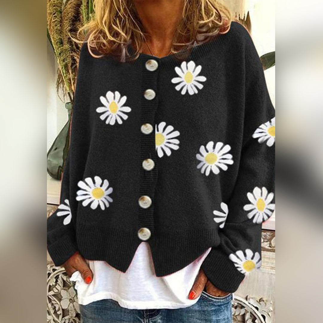 Women's Knitted Vest – Floral Wool-Blend