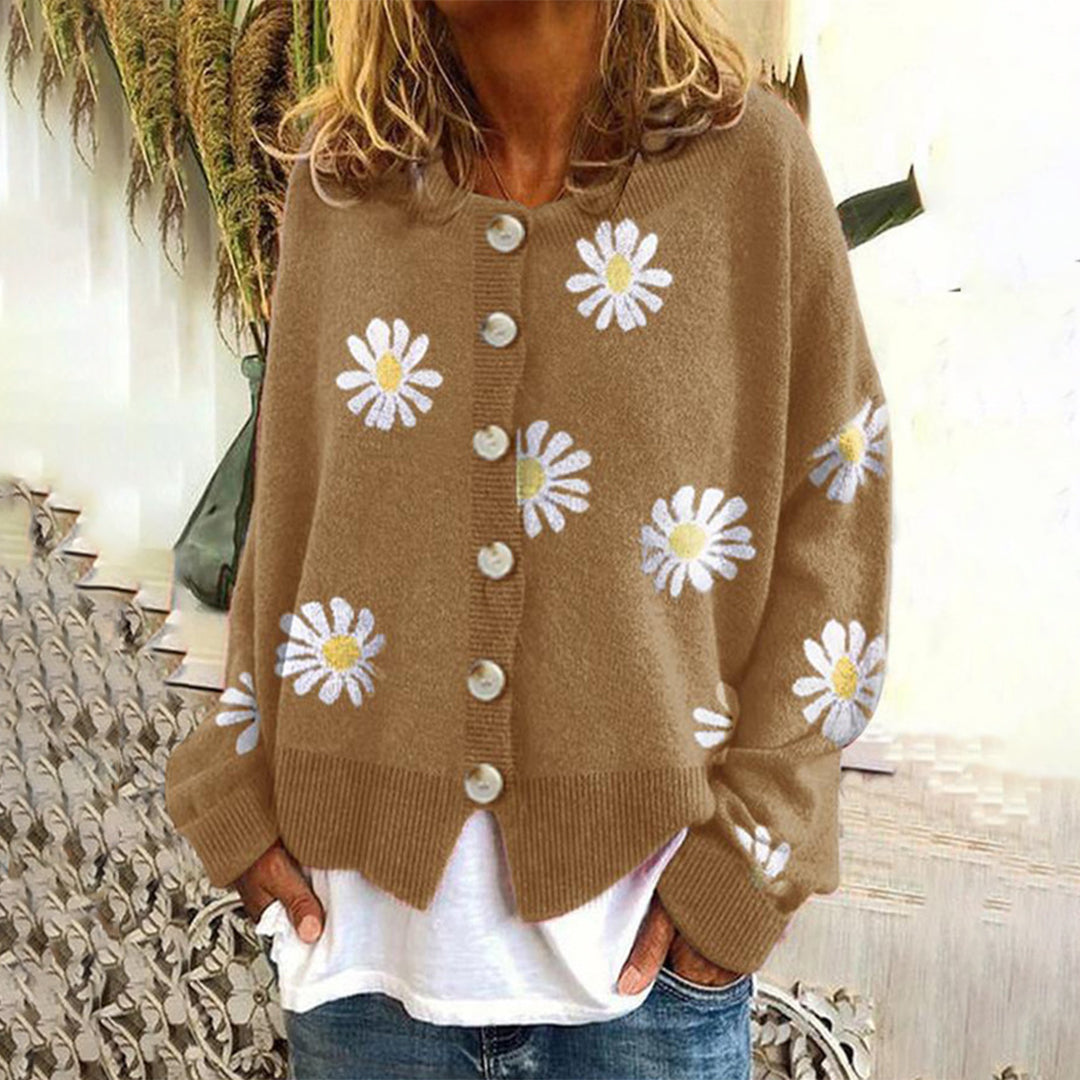 Women's Knitted Vest – Floral Wool-Blend