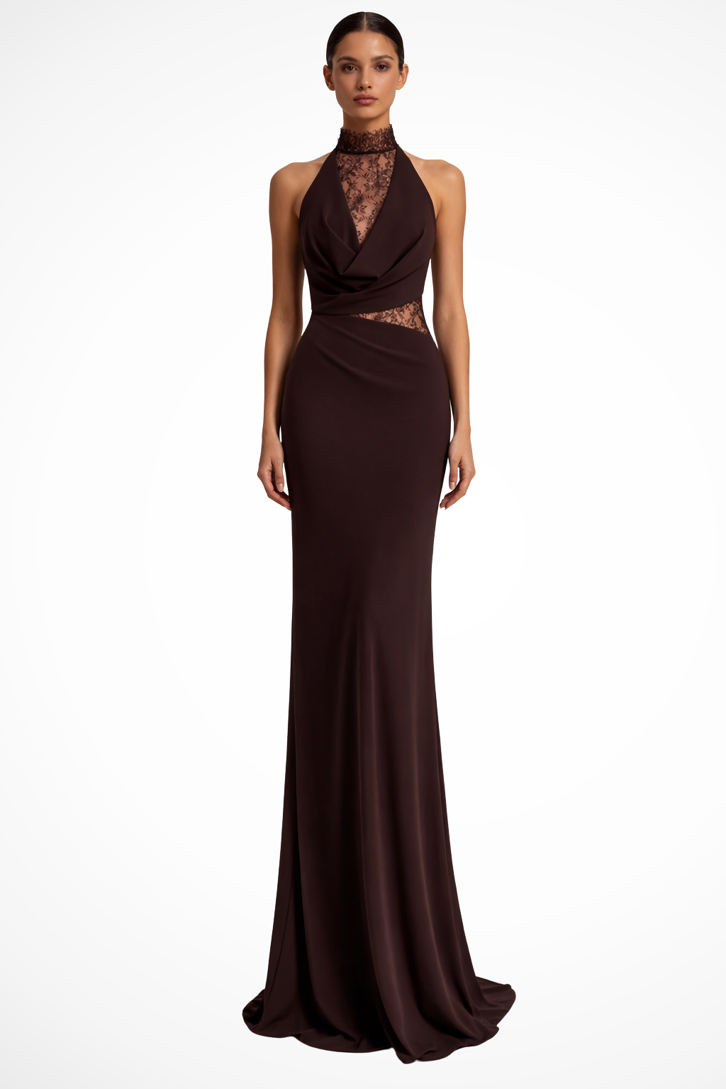 Women's Maxi Dress – Halter Neck Lace