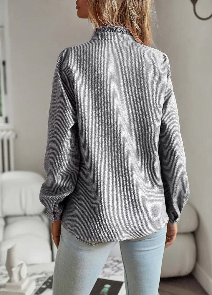 Women's Blouse – Ruffle Front Button-Up