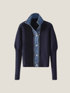 Women's Cardigan – Collared Contrast Knit