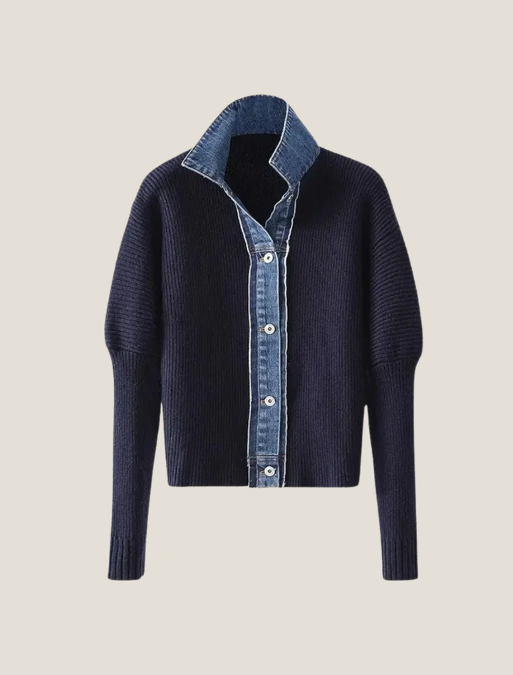 Women's Cardigan – Collared Contrast Knit