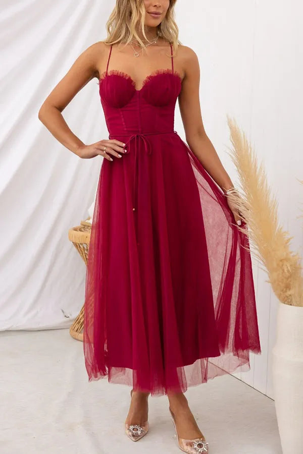 Women's Midi Dress – Corset Tulle Party