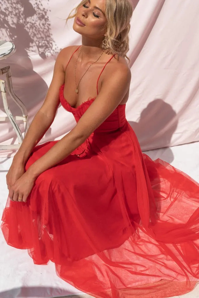 Women's Midi Dress – Corset Tulle Party
