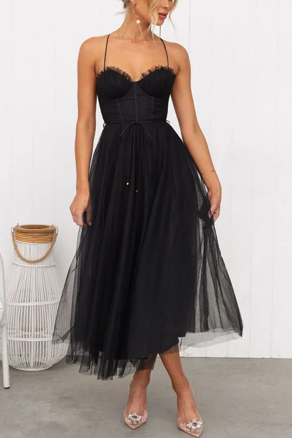 Women's Midi Dress – Corset Tulle Party
