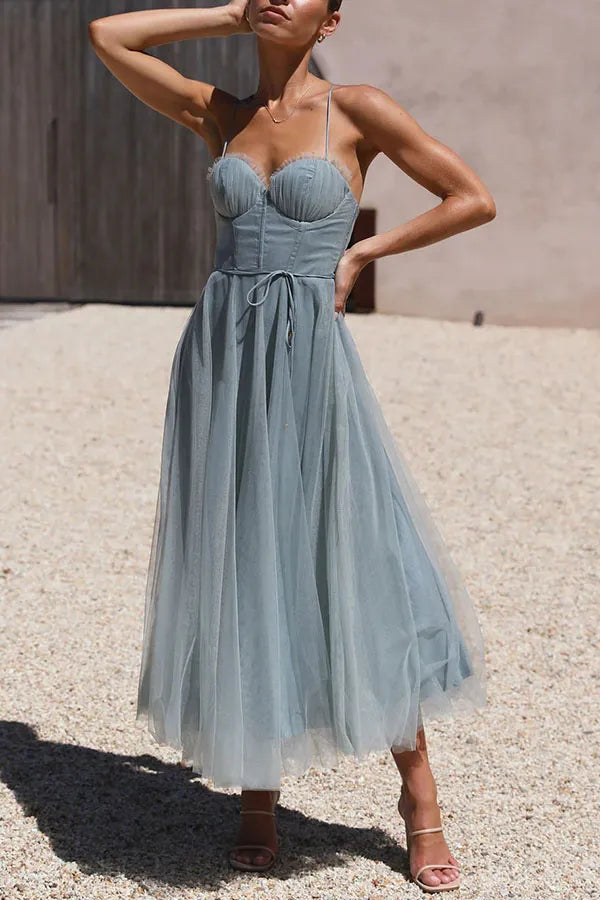 Women's Midi Dress – Corset Tulle Party