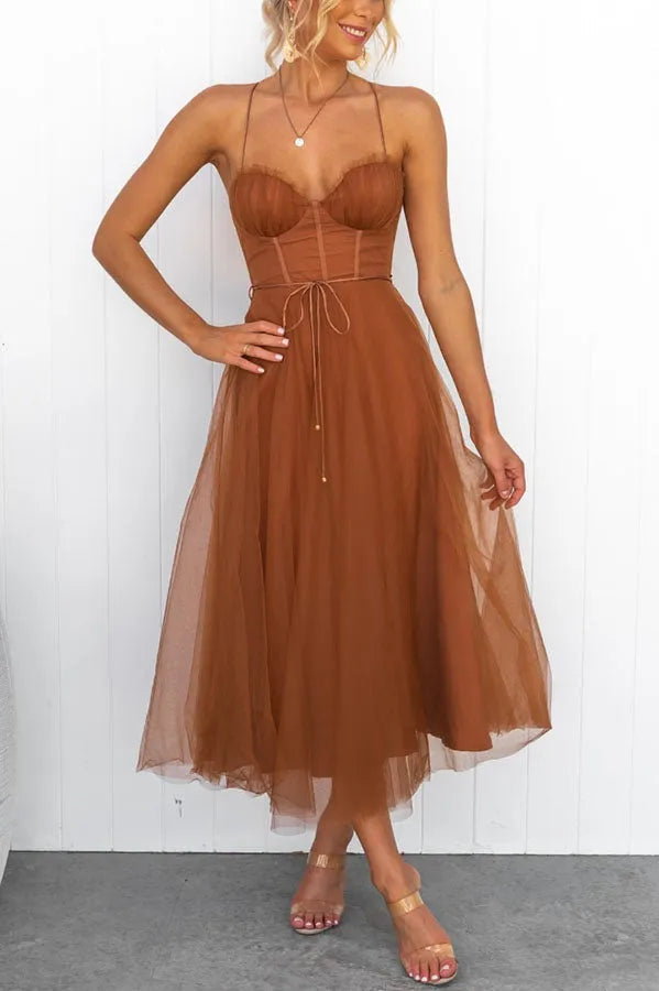 Women's Midi Dress – Corset Tulle Party