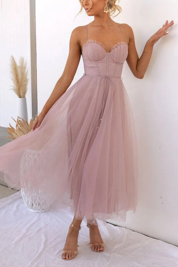 Women's Midi Dress – Corset Tulle Party