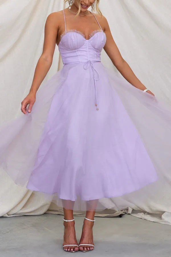 Women's Midi Dress – Corset Tulle Party