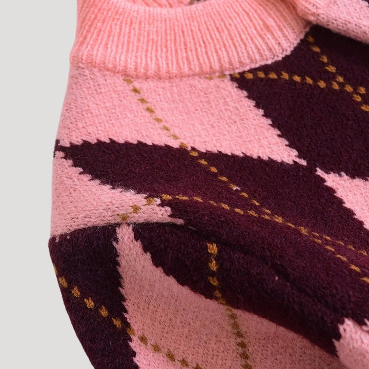 Women's Cardigan – Cropped Argyle Knit