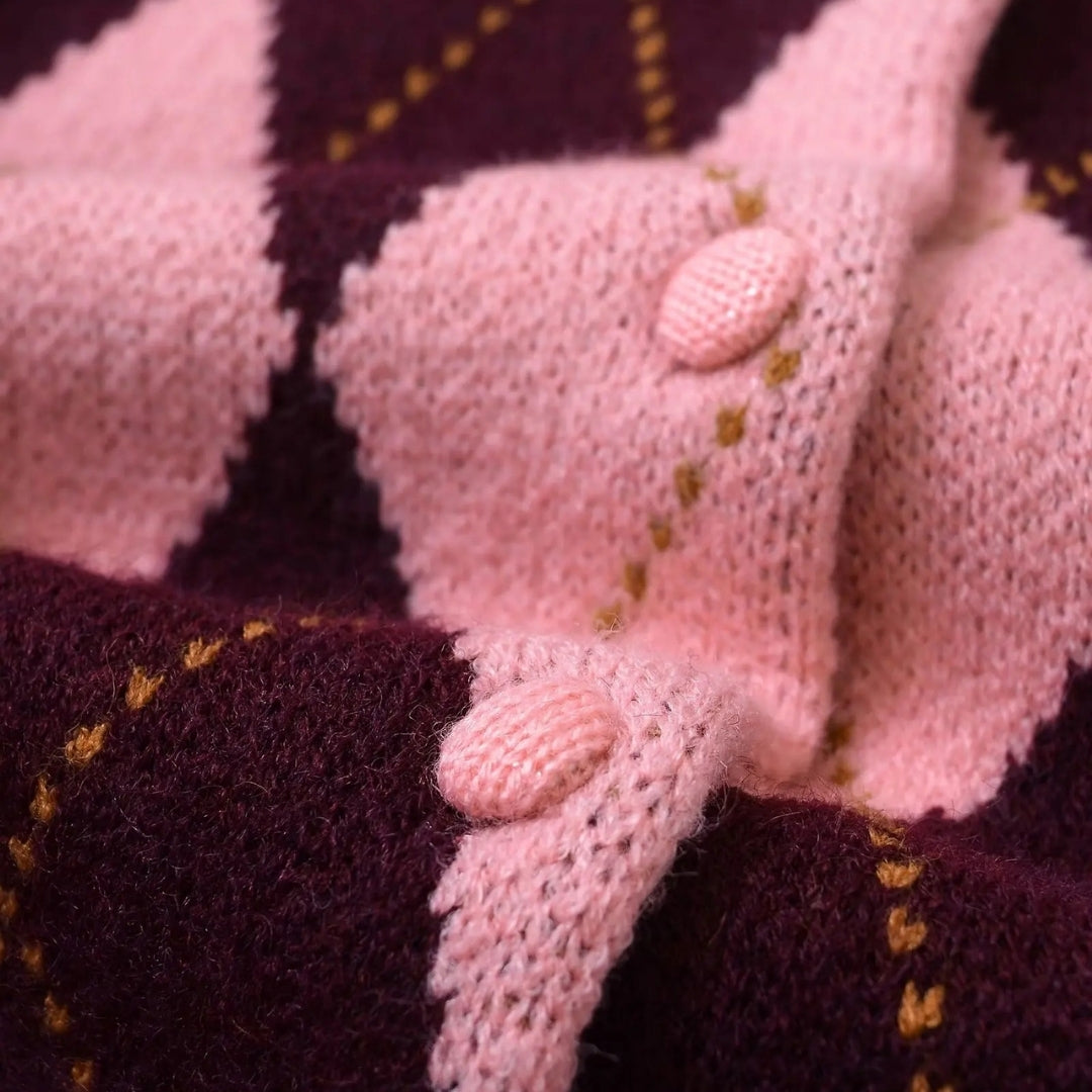 Women's Cardigan – Cropped Argyle Knit
