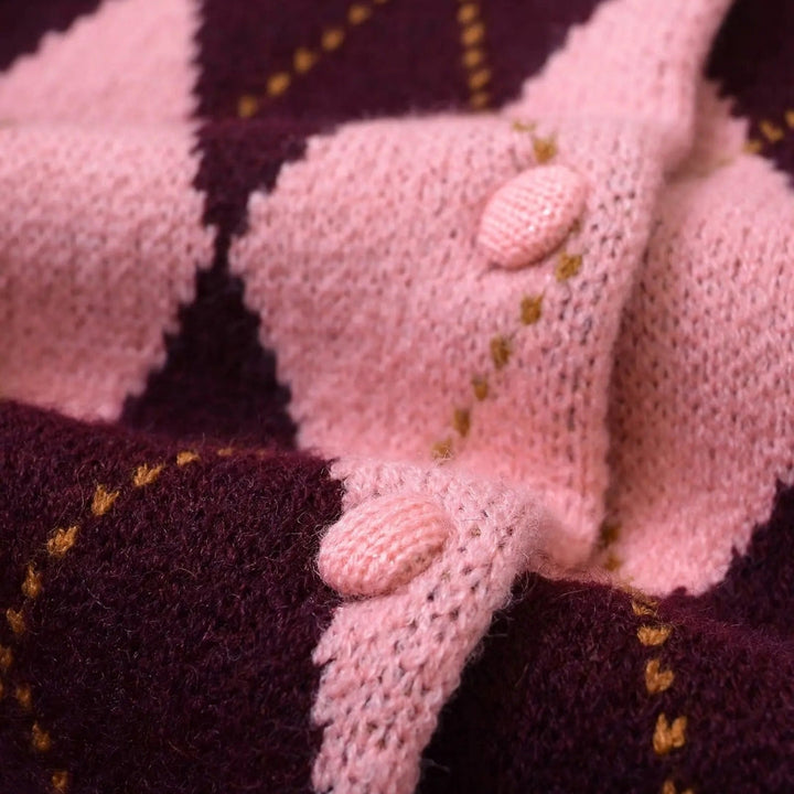 Women's Cardigan – Cropped Argyle Knit
