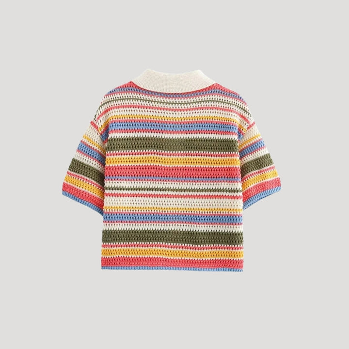 Women's Cardigan – Striped Crochet Knit