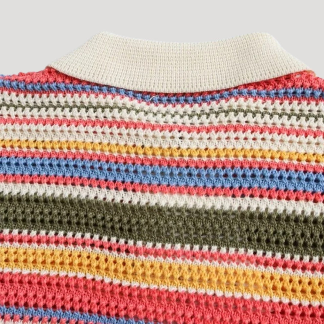 Women's Cardigan – Striped Crochet Knit
