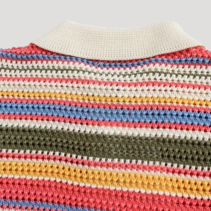 Women's Cardigan – Striped Crochet Knit